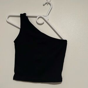 One Shoulder Black Crop Top